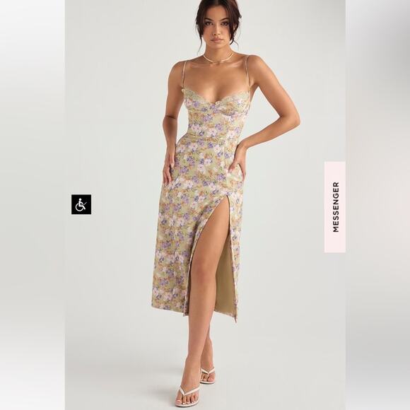 House of CB Charlotte Peony Print Midi Sundress Size M Medium New - Picture 10 of 12